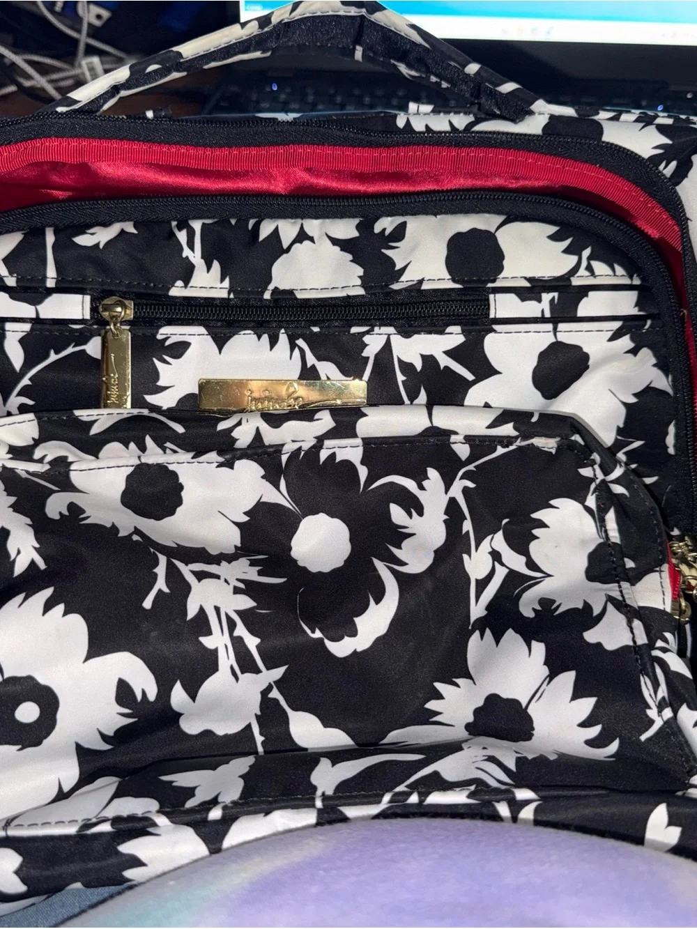 Ju-Ju-Be Black & White Floral Convertible diaper bag